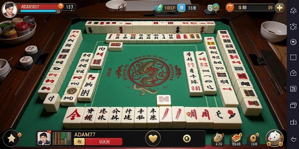 Tampilan gameplay <strong>ADAM77</strong> menunjukkan keseruan dalam mencocokkan ubin Mahjong.