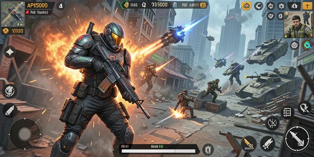 Menampilkan aksi gameplay seru dalam API5000, game TPS yang menantang.