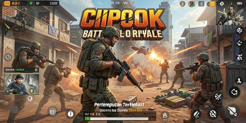Screenshot gameplay intens dari CIPOK di arena Battle Royale.