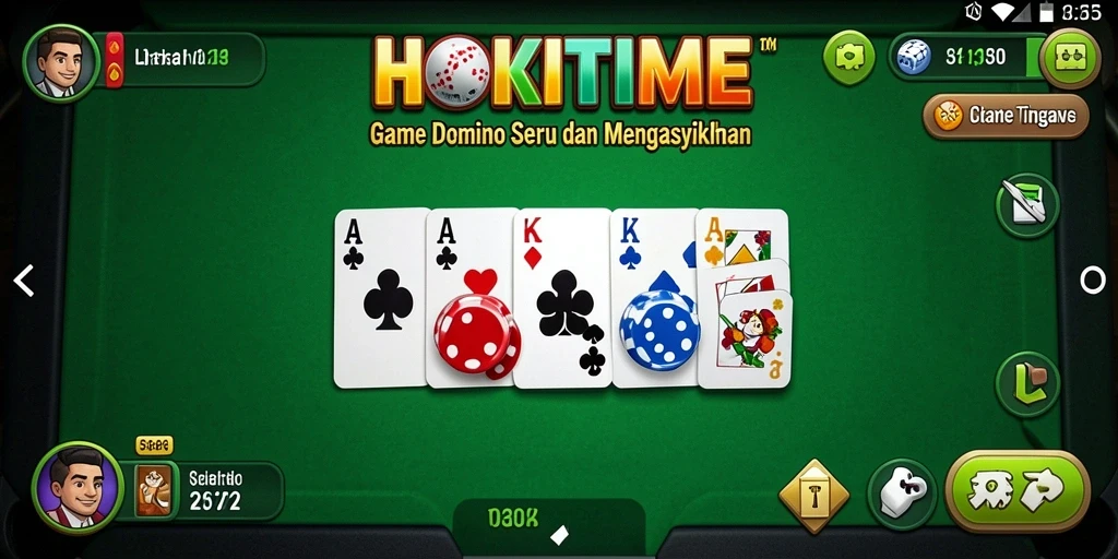 Screenshot HOKITIME menampilkan aksi seru permainan Domino.