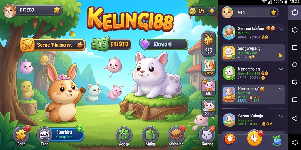 Screenshot gameplay KELINCI88 menampilkan kelinci yang lucu dan aktivitas pengelolaan.