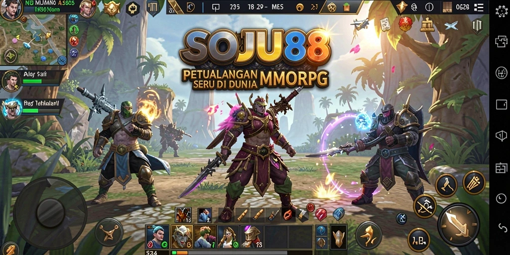 Screenshot SOJU88 menampilkan aksi memukau dalam pertarungan MMORPG.