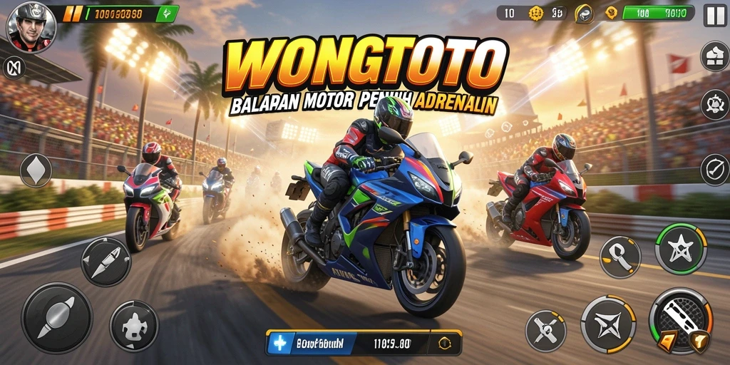 Tangkapan layar menunjukkan aksi balapan mendebarkan di WONGTOTO.